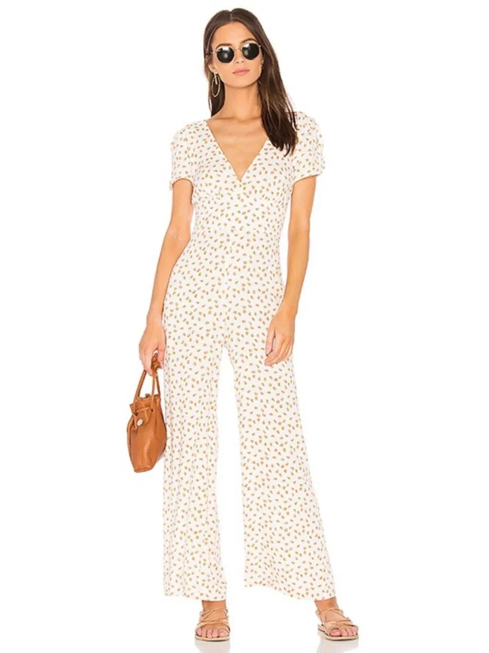 Free People Mia Peaches Wide Leg Jumpsuit